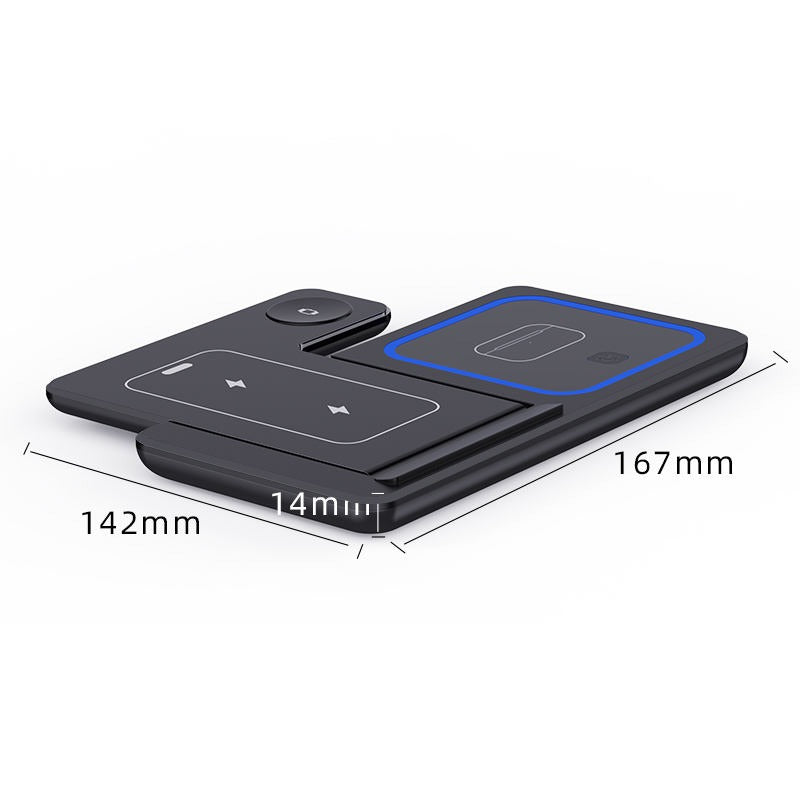 Multifunctional Foldable Wireless Charger 15W Fast Wireless Charging Cub 3 in 1 Stand Charger Station for Phone Watch Earphones