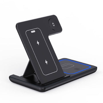 Multifunctional Foldable Wireless Charger 15W Fast Wireless Charging Cub 3 in 1 Stand Charger Station for Phone Watch Earphones